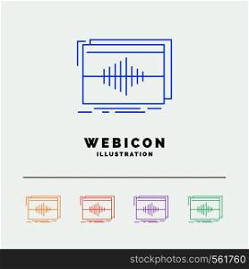 Audio, frequency, hertz, sequence, wave 5 Color Line Web Icon Template isolated on white. Vector illustration. Vector EPS10 Abstract Template background