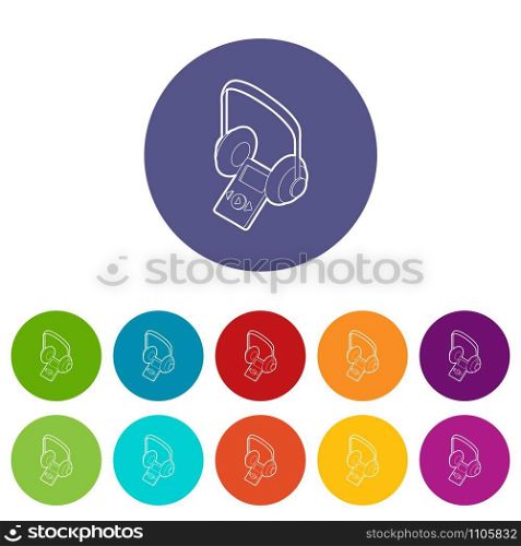 Audio guide icons color set vector for any web design on white background. Audio guide icons set vector color