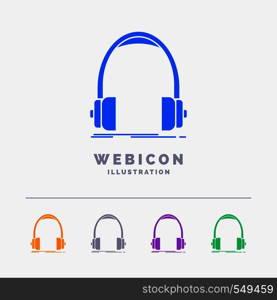 Audio, headphone, headphones, monitor, studio 5 Color Glyph Web Icon Template isolated on white. Vector illustration. Vector EPS10 Abstract Template background