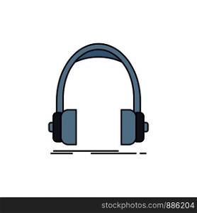 Audio, headphone, headphones, monitor, studio Flat Color Icon Vector