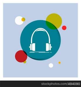 Audio, headphone, headphones, monitor, studio White Glyph Icon colorful Circle Background. Vector EPS10 Abstract Template background
