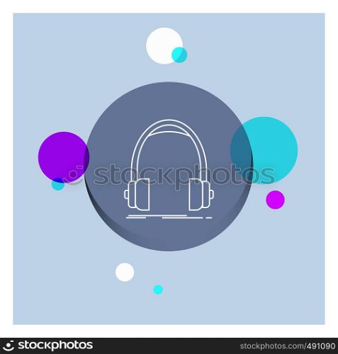 Audio, headphone, headphones, monitor, studio White Line Icon colorful Circle Background. Vector EPS10 Abstract Template background