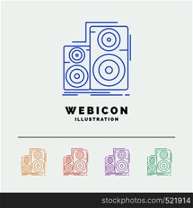 Audio, hifi, monitor, speaker, studio 5 Color Line Web Icon Template isolated on white. Vector illustration. Vector EPS10 Abstract Template background