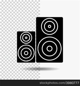 Audio, hifi, monitor, speaker, studio Glyph Icon on Transparent Background. Black Icon