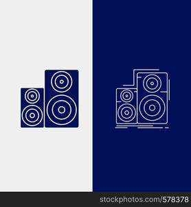 Audio, hifi, monitor, speaker, studio Line and Glyph web Button in Blue color Vertical Banner for UI and UX, website or mobile application. Vector EPS10 Abstract Template background