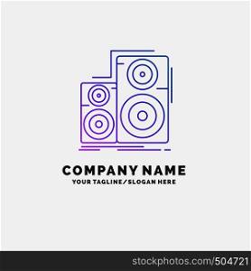 Audio, hifi, monitor, speaker, studio Purple Business Logo Template. Place for Tagline. Vector EPS10 Abstract Template background