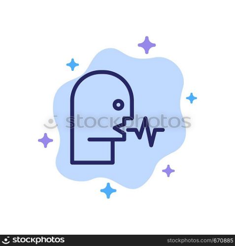 Audio, Human, Person, Speech, Talk Blue Icon on Abstract Cloud Background