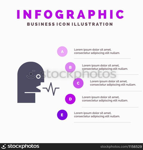 Audio, Human, Person, Speech, Talk Solid Icon Infographics 5 Steps Presentation Background