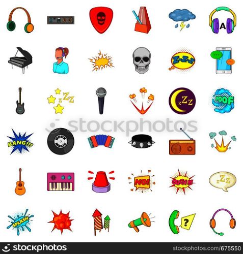 Audio icons set. Cartoon style of 36 audio vector icons for web isolated on white background. Audio icons set, cartoon style