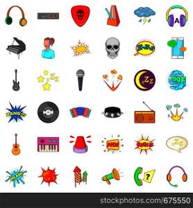 Audio icons set. Cartoon style of 36 audio vector icons for web isolated on white background. Audio icons set, cartoon style