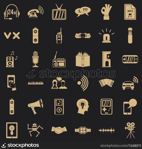 Audio icons set. Simple style of 36 audio vector icons for web for any design. Audio icons set, simple style