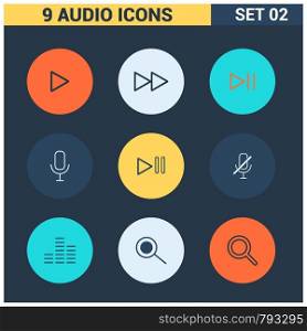 Audio icons set vector