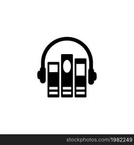 Audio Library. Flat Vector Icon. Simple black symbol on white background. Audio Library Flat Vector Icon