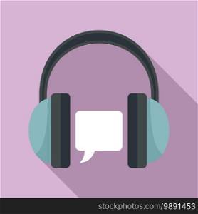 Audio linguist icon. Flat illustration of audio linguist vector icon for web design. Audio linguist icon, flat style