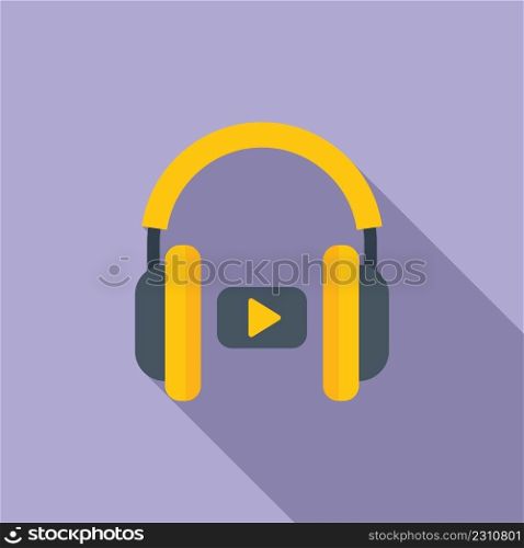 Audio listen headphones icon flat vector. Class study. Education college. Audio listen headphones icon flat vector. Class study