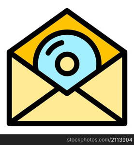 Audio mail icon. Outline audio mail vector icon color flat isolated. Audio mail icon color outline vector