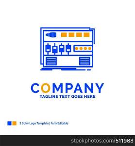 Audio, mastering, module, rackmount, sound Blue Yellow Business Logo template. Creative Design Template Place for Tagline.