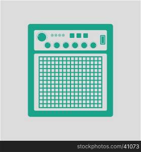 Audio monitor icon. Gray background with green. Vector illustration.