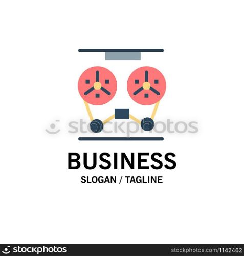 Audio, Player, Record, Recorder, Reel Business Logo Template. Flat Color