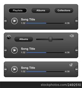 Audio Player Skin with play button. Vector illustration. EPS10 opacity