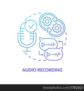 Audio recording blue gradient concept icon. Communication service. Sound recorder for online mailing. Messaging software abstract idea thin line illustration. Vector isolated outline color drawing. Audio recording blue gradient concept icon