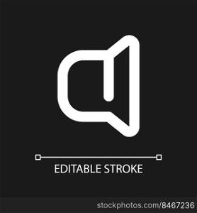 Audio settings pixel perfect white linear ui icon for dark theme. Sound mode. Set device volume. Vector line pictogram. Isolated user interface symbol for night mode. Editable stroke. Arial font used. Audio settings pixel perfect white linear ui icon for dark theme
