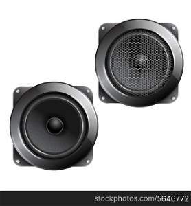 Audio speaker subwoofer music system isolated on white background vector illustration.