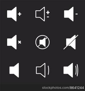Audio Speaker Volume Icons. Black background