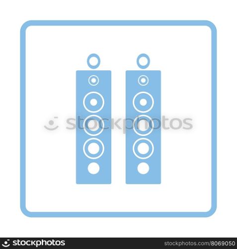 Audio system speakers icon. Blue frame design. Vector illustration.