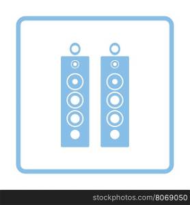 Audio system speakers icon. Blue frame design. Vector illustration.