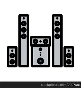 Audio System Speakers Icon. Editable Bold Outline With Color Fill Design. Vector Illustration.