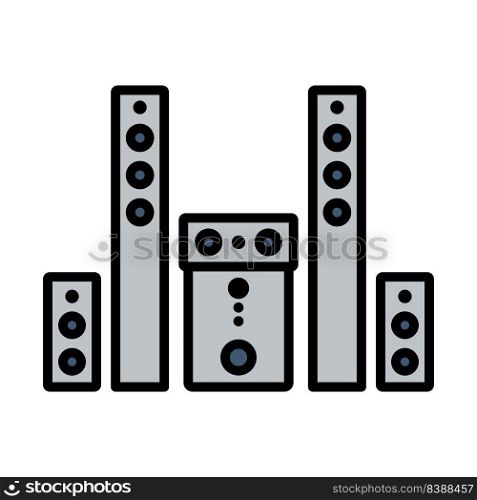 Audio System Speakers Icon. Editable Bold Outline With Color Fill Design. Vector Illustration.