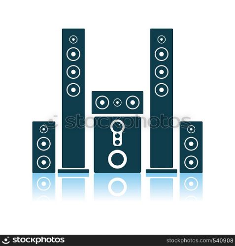 Audio System Speakers Icon. Shadow Reflection Design. Vector Illustration.