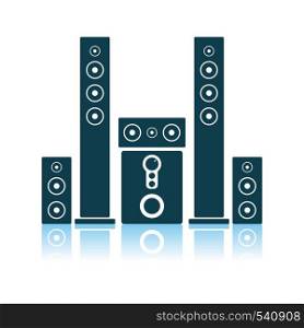 Audio System Speakers Icon. Shadow Reflection Design. Vector Illustration.