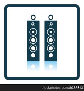 Audio system speakers icon. Shadow reflection design. Vector illustration.