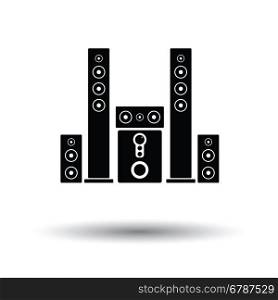 Audio system speakers icon. White background with shadow design. Vector illustration.