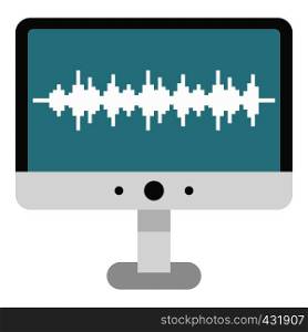 Audio technology monitor icon flat isolated on white background vector illustration. Audio technology monitor icon isolated