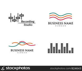 Audio technology, music sound waves vector icon illustration