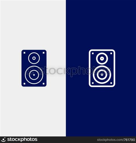 Audio, Wifi, Loudspeaker, Monitor, Professional Line and Glyph Solid icon Blue banner Line and Glyph Solid icon Blue banner
