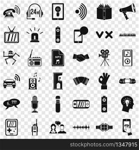Audioplayer icons set. Simple style of 36 audioplayer vector icons for web for any design. Audioplayer icons set, simple style