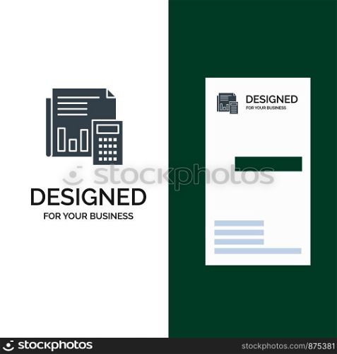 Audit, Accounting, Banking, Budget, Business, Calculation, Financial, Report Grey Logo Design and Business Card Template