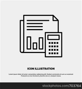 Audit, Accounting, Banking, Budget, Business, Calculation, Financial, Report Line Icon Vector