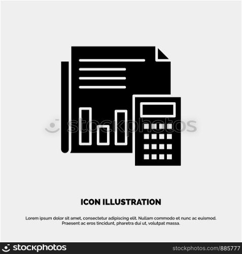 Audit, Accounting, Banking, Budget, Business, Calculation, Financial, Report solid Glyph Icon vector