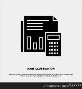Audit, Accounting, Banking, Budget, Business, Calculation, Financial, Report solid Glyph Icon vector