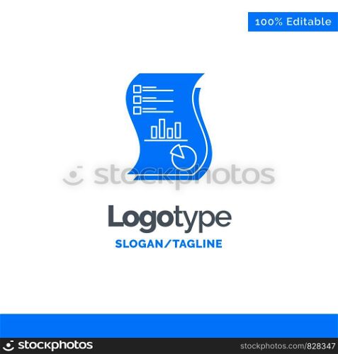 Audit, Analytics, Business, Data, Marketing, Paper, Report Blue Solid Logo Template. Place for Tagline