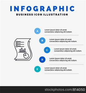 Audit, Analytics, Business, Data, Marketing, Paper, Report Line icon with 5 steps presentation infographics Background