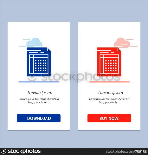 Audit, Bill, Document, File, Form, Invoice, Paper, Sheet Blue and Red Download and Buy Now web Widget Card Template