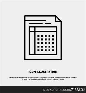 Audit, Bill, Document, File, Form, Invoice, Paper, Sheet Line Icon Vector