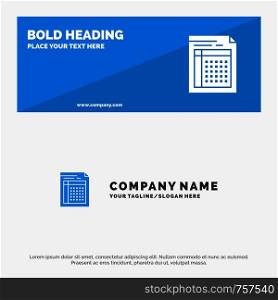 Audit, Bill, Document, File, Form, Invoice, Paper, Sheet SOlid Icon Website Banner and Business Logo Template