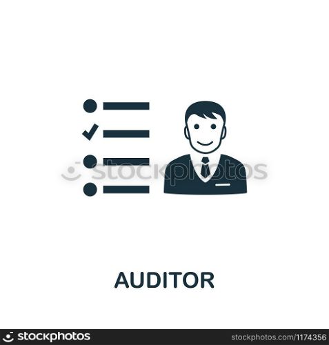 Auditor vector icon illustration. Creative sign from investment icons collection. Filled flat Auditor icon for computer and mobile. Symbol, logo vector graphics.. Auditor vector icon symbol. Creative sign from investment icons collection. Filled flat Auditor icon for computer and mobile